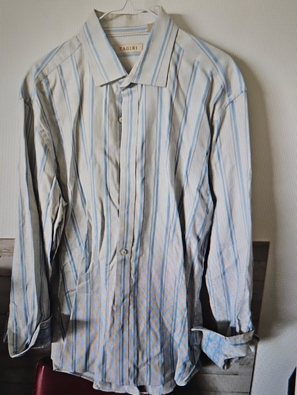 Classic Striped Dress Shirt in White and Light Blue - ZAGIRI